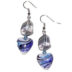 Lampworks Glass Heart Boho Earrings